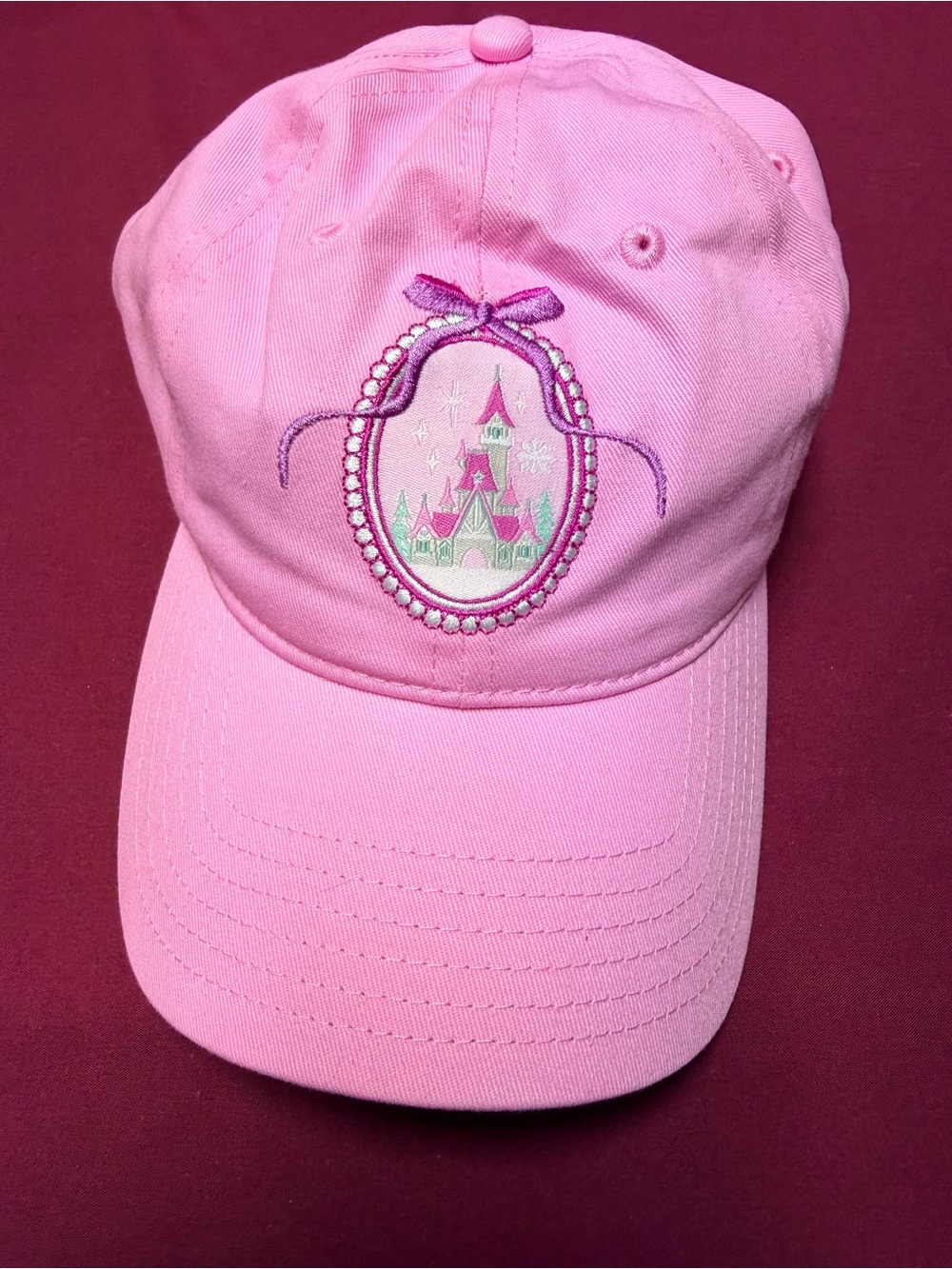 Disney Parks Pink Castle Embroidered Adult Hat